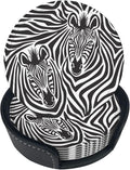 6 Pcs Zebra Couple Leather Coasters by NiuKom