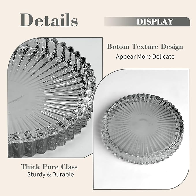 4-Piece Glass Set for Drinks, Round Modern Coasters with Raised Edge Lip, Decorative & Aesthetic for Dining Table, Living Room, Office Desk