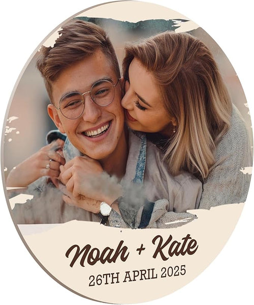 100 Pack Personalized Wedding Coasters, Custom Cardboard Coasters for Drinks with Photo Print and Text, Keepsake Wedding Favors and Gifts for Couples, 3.95" Round (Design 6)