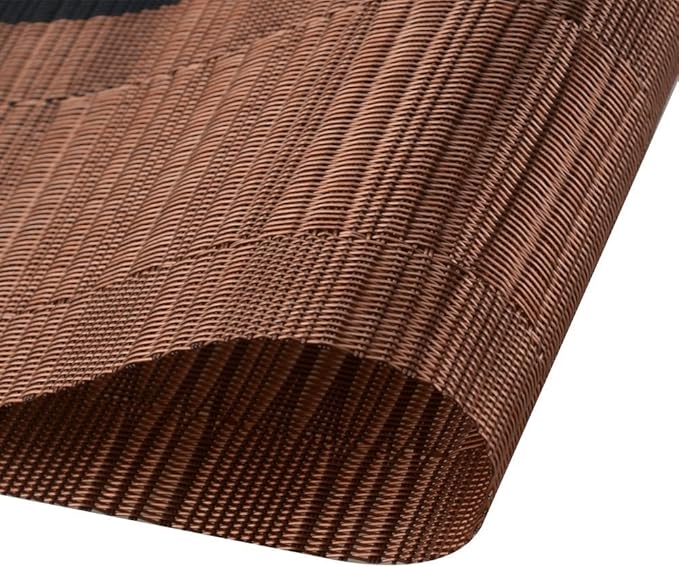 SHACOS Placemats Set of 6 Woven Vinyl Place Mats for Dining Table Heat Resistant Table Mats Wipeable (6, Ombre Coffee Black)