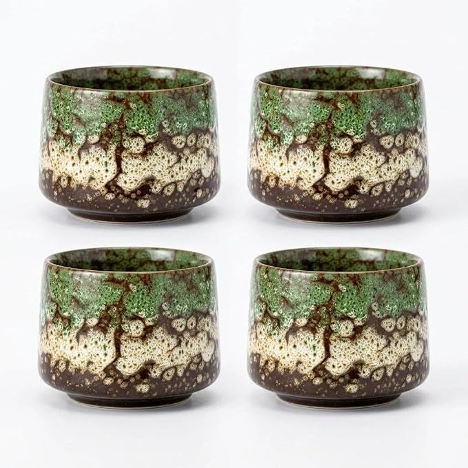 Japanese Tea Cups Set of 4pcs, 7oz/205ml Elegant Ceramic Matcha Cups by Unknown