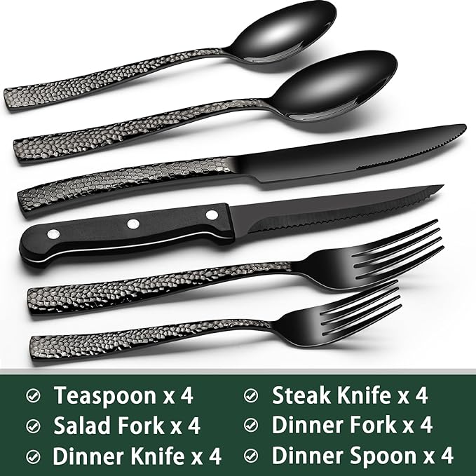 EWFEN 24-Piece Black Silverware Set - Image 2