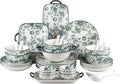 Ceramic Dinnerware Set, Floral Plates and Bowls Sets, Microwave & Dishwasher by FANGJING