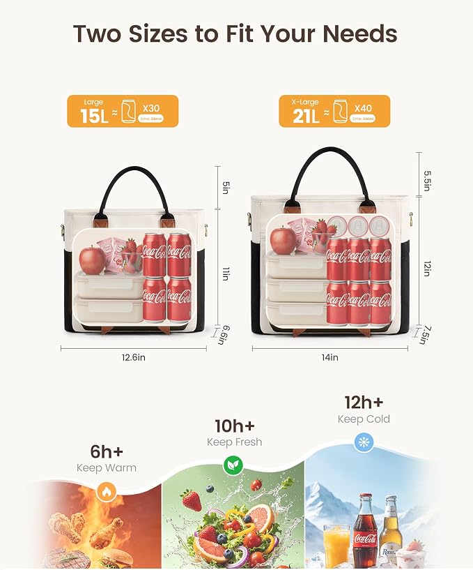 LOVEVOOK Insulated Lunch Bag Women, Large Lunch Tote Work Picnic Cooler Bag | - Image 6
