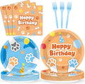96Pcs Blue Dog Happy Birthday Party Supplies Cartoon Puppy Paper Plates and by Justforjoyful