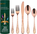 Hammered Silverware Set 20-Piece, 18/10 Stainless Steel Flatware Cutlery by AJIEVWU-BESTFORYOU