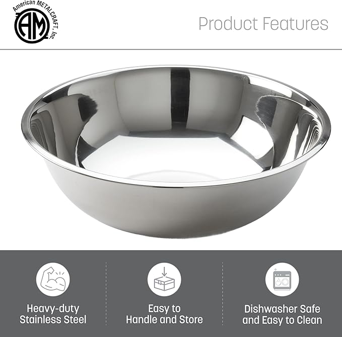 American METALCRAFT, Inc. SSB400 Stainless Steel Mixing Bowl, 10.5' Diameter - Image 3