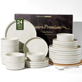Stoneware Dinnerware Set for 8, Plates and Bowls by FamiwarePremium