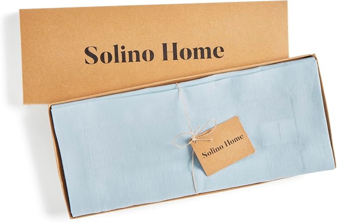 Solino Home 100% Pure Linen Table Runner Ice Water Woven, Fete 14 x 60 in | - Image 7