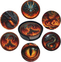 Dragon Coasters for Drinks with Holder Round Leather Coasters Set of 6 Cups Mugs Mat Pad for Home Kitchen Bar