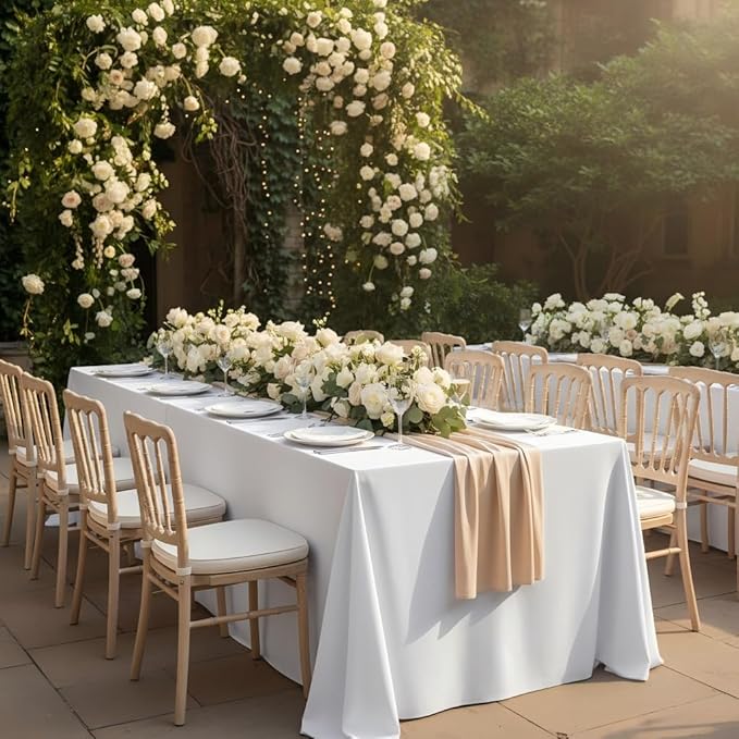 Fitable White Rectangle Tablecloths for 6 Foot Tables, 6 Pack - 70 x 108 Inches - Stain Resistant and Washable Table Clothes, Polyester Fabric Table Covers for Wedding, Party, Banquet, Buffect