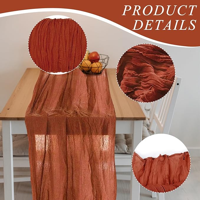 6 Pack Cheesecloth Table Runner 10Ft Christmas Gauze Boho Table Runners - Image 3