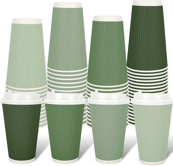Whaline 100 Pcs Sage Green Disposable Coffee Cups by Whaline