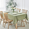 maxmill Lux Faux Linen Tablecloth with Slubby Textured Weaves Wrinkle Free Anti-Shrink Soft Table Cloth for Kitchen Dining Tabletop for Outdoor and Indoor Use Rectangle 60 x 84 Inch Sage Green