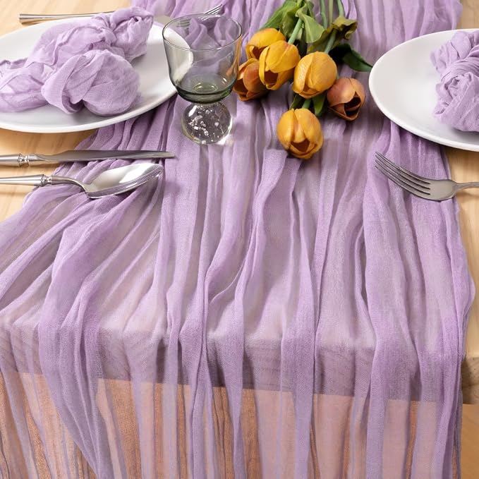 6 Pack Lilac Purple Cheesecloth Table Runner 10ft Boho Table Decor | - Image 2