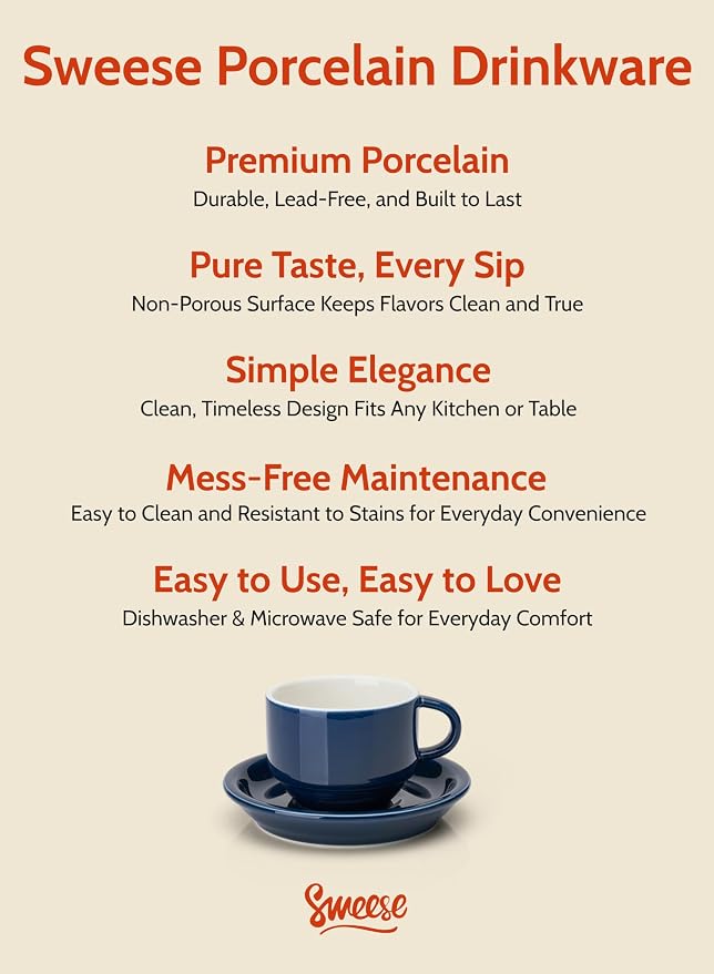 Sweese 2.5 Ounce Porcelain Stackable Espresso Cups - Image 7