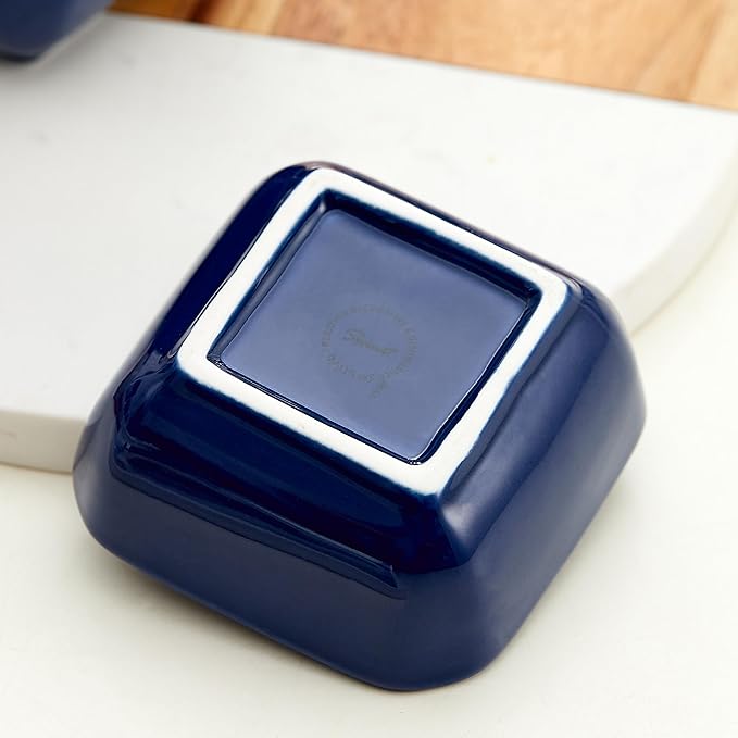 Ceramic Dipping Bowls Set of 6,3 Ounce Porcelain Small Mini Dip Bowl Square Soy Sauce Dish - Good for Tomato Sauce, Sushi Soy, BBQ,Charcuterie Board(Navy)