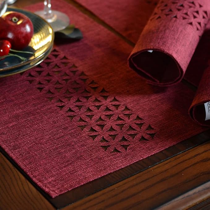 ARTABLE Burgundy Rectangle Fabric Table Runner Finished Edge 16 x 48 Inch | - Image 4