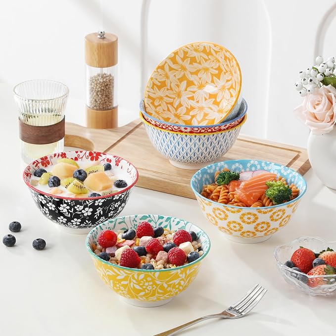vancasso SELENE 24 oz Cereal Bowls Set of 6, Porcelain Soup Bowls | - Image 7