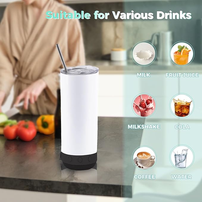 1 Pack 20oz Black Music Speaker Sublimation Blank Tumbler,Straight with Straw and Lid,Speaker Tumbler Cup with Detachable for Valentine's,Father's Day,Mother's Day,Birthday Gift