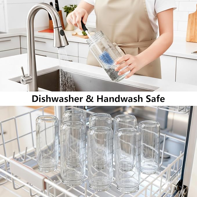Ruckae 16oz 12 Pack Juice Bottles, Glass Bottles Juicing - Image 5