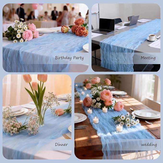 Blue Cheesecloth Table Runner Summer Halloween Christmas 10Ft Cheese Cloth - Image 7