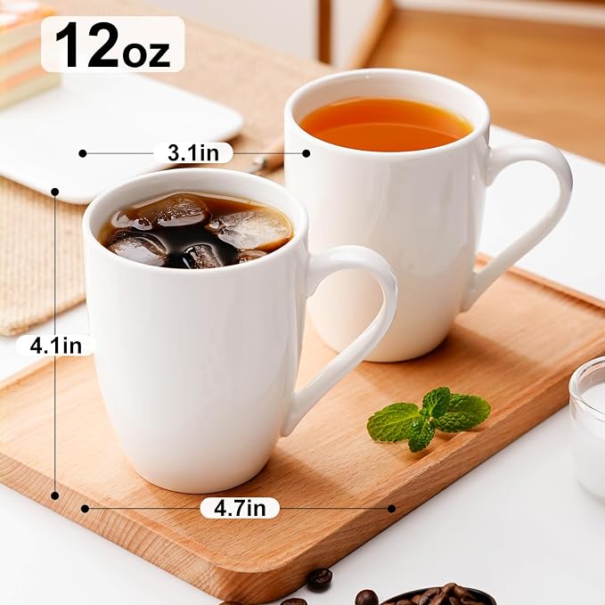 PARACITY Coffee Mug Ceramic, Large Coffee Cups Ceramic Set of 2, 12 OZ White - Image 3