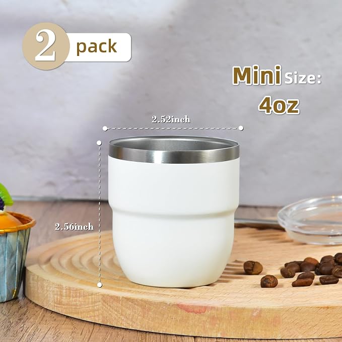 CHLJAR Espresso Cups, 4oz Insulated Espresso Cup Set of 2, Espresso Shot Cups - Image 2