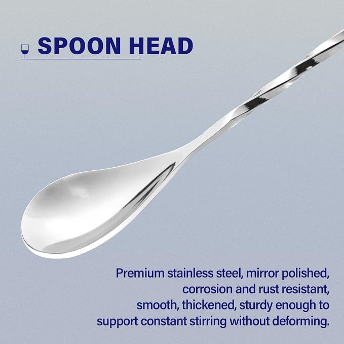 Bar Spoon Cocktail Mixing Stirrers, 12” - Image 3