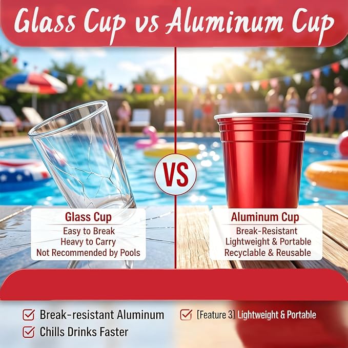 40 Pack 20 oz Aluminum Party Cups, Metal Cups Reusable Aluminum Drinking Cups - Image 4