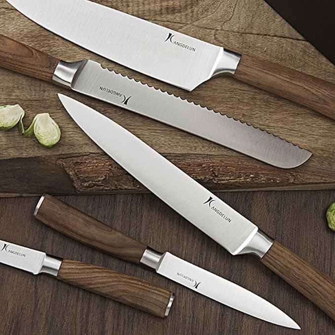 Natura Series 14 PCS Knife Block Set, Ultra Sharp High Carbon Stainless Steel with Wooden Handle