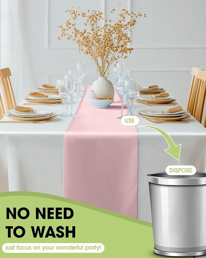 Pureegg Plastic Table Runners Disposable 12 Pack, 14 x 108 Inch Table Runner - Image 4
