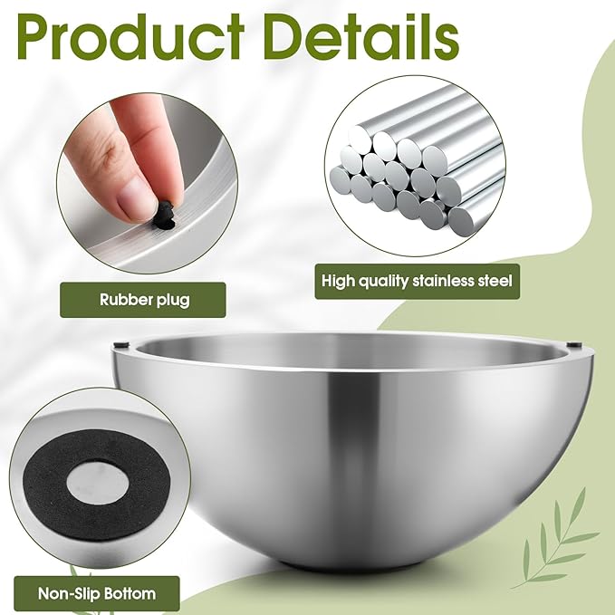 Honeydak 2 Pack 35 oz 70 oz Dip Chiller Bowl Stainless Steel Double Walled Insulated Ice Serving Bowl for Parties Salsa, Guacamole, Condiments, Sauces, Salad & Food Hot or Cold