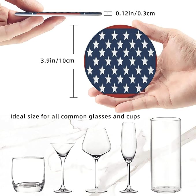 6 Pcs Independence Day 4th of July Patriotic American Flag Leather Coasters - Image 8