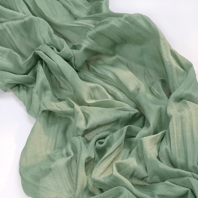3 Pack Sage Green Cheesecloth Table Runner 10ft Boho Gauze Centerpiece | - Image 5