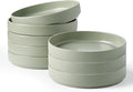 famiware Star 8.25" Pasta Bowls Set of 8, Bowl Plates, Light Green | Microwave by Famiware