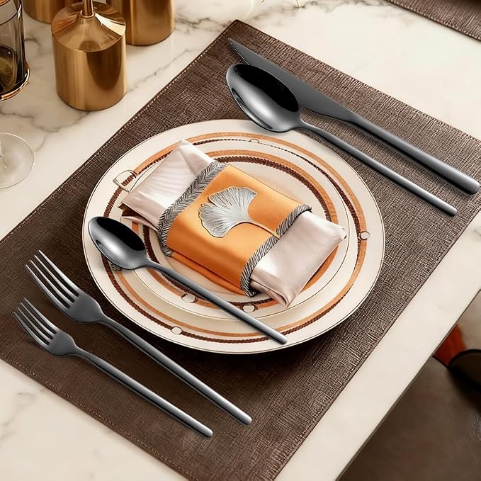 Black Silverware Set, 20-Piece Flatware Set - Image 2
