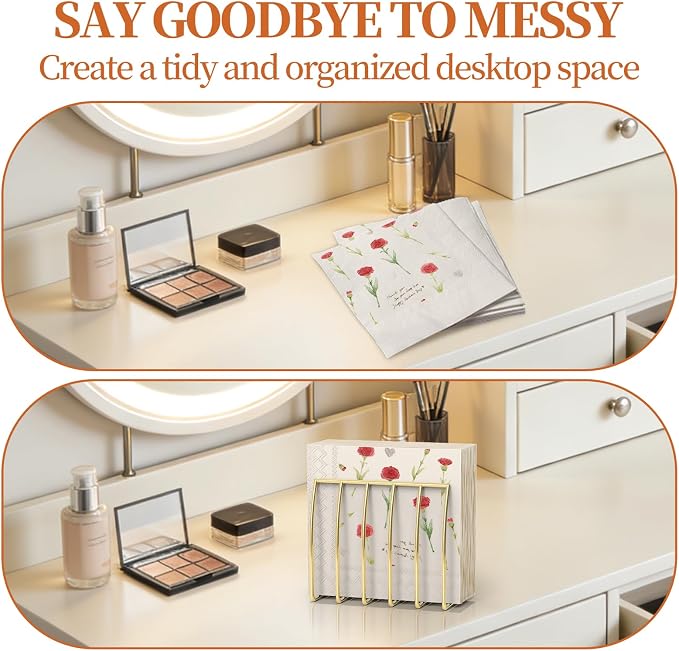 Reversible Napkin Holder for Table Gold | 2-in-1 Gold Metal Cocktail Napkin - Image 4