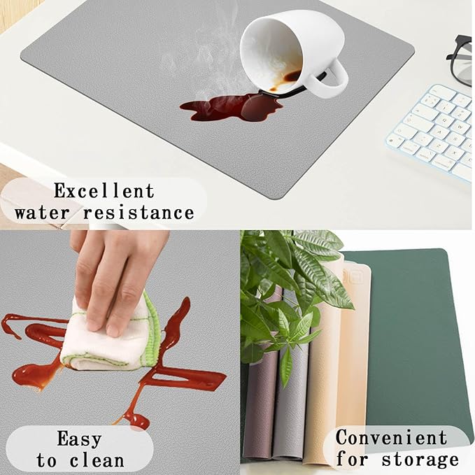 Silicone Placemats Set of 4, Heat-Resistant Placemats,Non-Slip Table Mats, Foldable Mats, Easy Clean Placemats, Perfect for Indoor & Outdoor Dining, 12.6 x 17.7 inches by Siliconty(Gray)