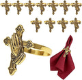 Cross Napkin Rings Set of 12 Antique Gold Praying Hands Napkin Holder by DavifinaNapkinRings