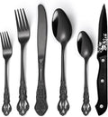 48 Pcs Gorgeous Retro Royal Black Silverware Set by Unknown