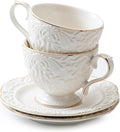 Cups and Saucers Tea Cups Set of 2, Ceramic Coffee Cups by KAITOER