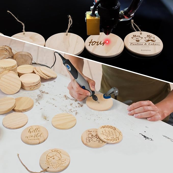 46Pcs Unfinished Wood Coasters-4" Unfinished Natural Wood Slices - Image 4