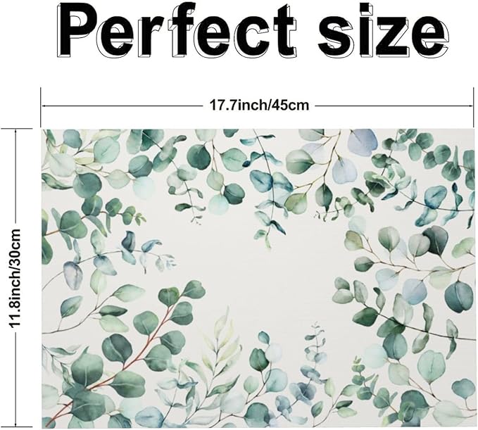 Eucalyptus Leaves Placemats Set of 4 Washable Table Place Mats for Dining Kitchen Party Decor