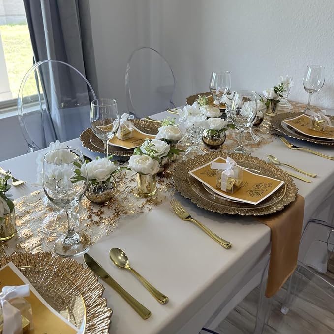Coloch Set of 12 Gold Charger Plates, Home Dinner Use - Image 7