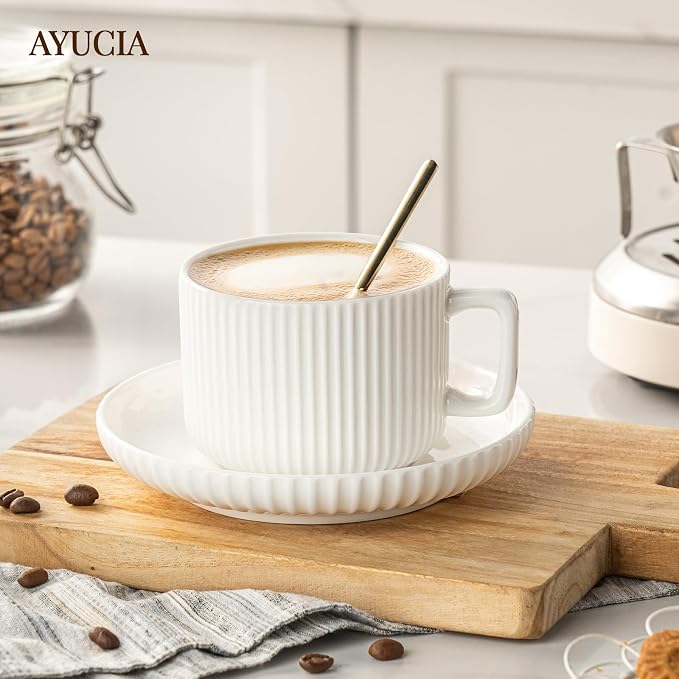 8 Ounce Cappuccino Cups Set of 4, Latte Mugs - Image 7