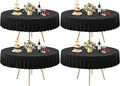 4 Pack Black Spandex Round Tablecloths for 60 Inch Tables, Stretchy Fitted 5FT Cloths, Wrinkle-Free Cover With Skirt for Wedding Party Dining Banquet