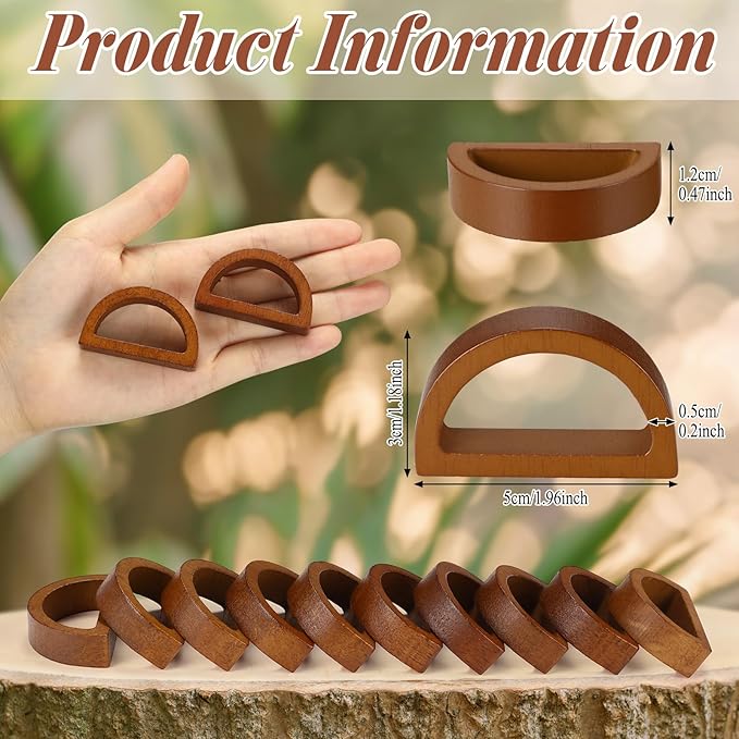 Remerry 50 Pcs Wooden Napkin Rings Handmade Dining Napkin Holder Buckles Farmhouse Semicircle Serviette Ring for Xmas Gathering Everyday Use Harvest Wedding Table Setting (Wood Color)