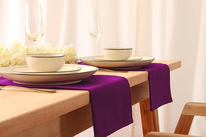 PurpleEssences Set of 12 Cloth Dinner Napkins 100% Cotton 18x18 Inch - Soft Durable Washable - Ideal for Farmhouse Party Christmas Holiday Winter - Perfect Everyday Use Table Linen - Purple