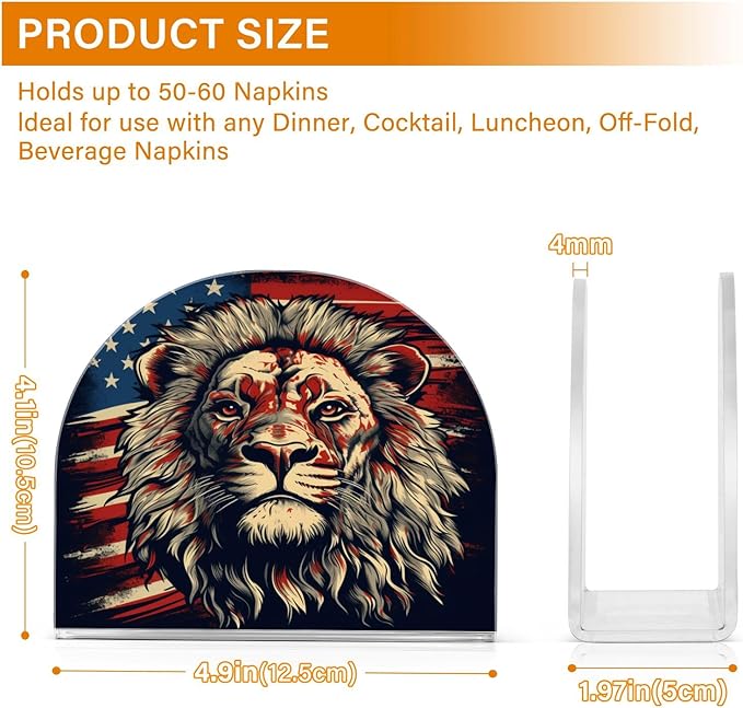 Napkin Holder Lion National Flag Crystal Clear Acrylic Napkin Holders Paper Napkin Holder Dining Table Dispenser for Kitchen Restaurant Home Decor Bar Accessories